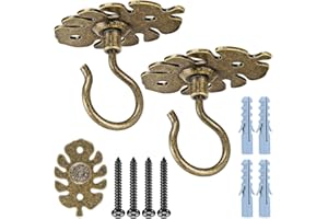 Dolibest Wall Mount Ceiling Hooks,Plant Hooks for Ceiling Metal Plant Bracket Iron Wall Mount Lanterns Hangers Hooks for Hanging Plants Lights, Outdoor Wire, Fairy Lights, Wind Chimes, Bronze(2PCS)