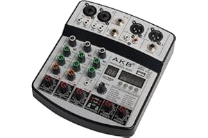 JINDAAUDIO Dj Mixers 4 Channel Audio Mixer Sound Board with Bluetooth, Usb Audio Interface with 48V Phantom Power Sounds Mixer Board with 99 DSP FX Reverb Delay Effect