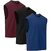 Men's Athletic Muscle Shirts (Dry Fit, 3-Pack) Moisture Wicking Sleeveless Performance Activewear Tank Tops for Gym