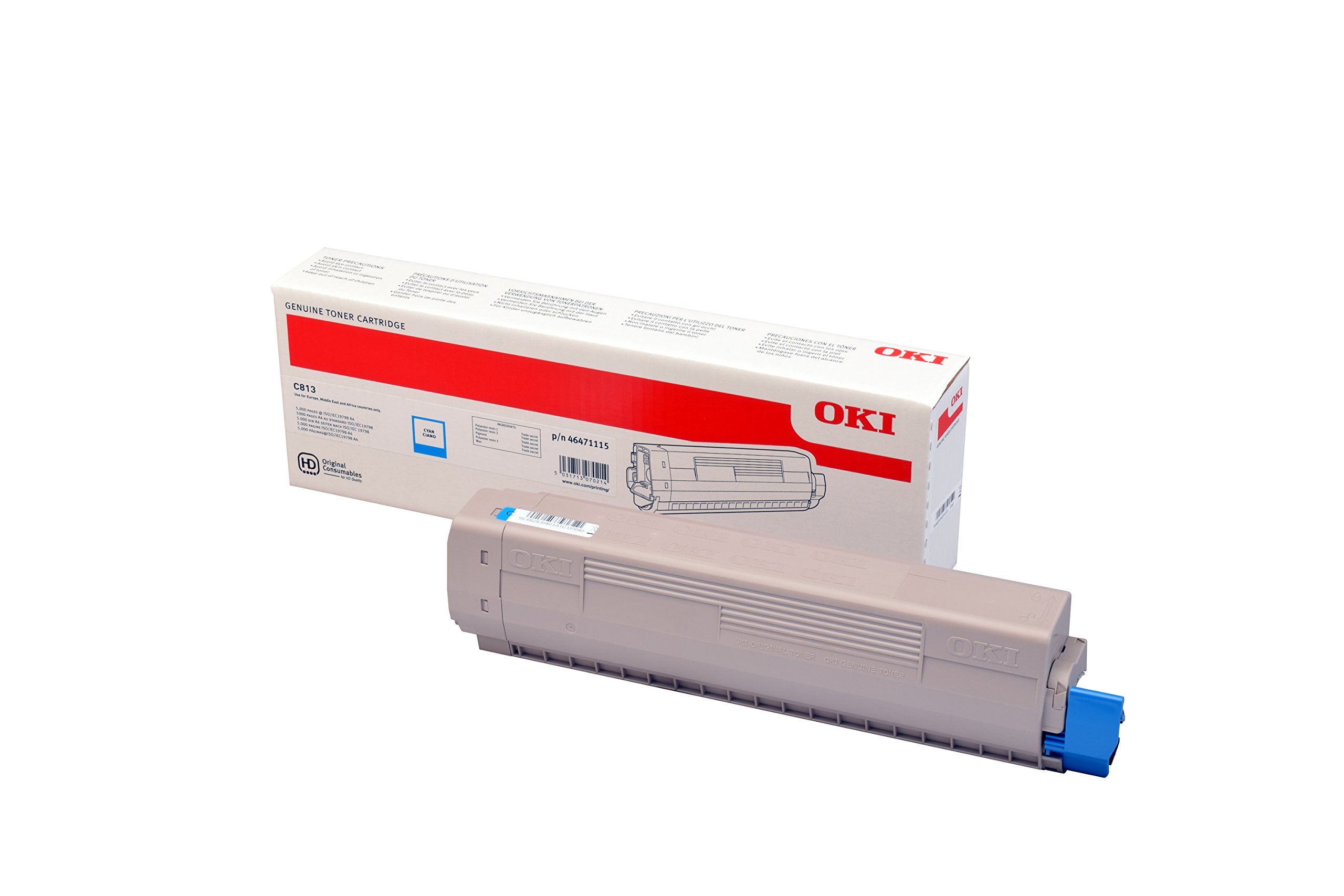 OKI 46471115 Toner 5000 Pages Cyan Laser Toner & Cartridge - Laser Printer (Laser, 5,000 Pages, Cyan, 1 Piece)