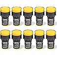 GASHER 24V 20mA Energy Saving Indicator Light Mounting Hole Size 22mm (7/8 Inch) Yellow 10 Pcs