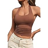 MAOECO Womens Tank Tops Sexy Halter Neck Going Out Tops Summer 2026 Trendy Backless Workout Shirts Sleeveless Y2k Clothes