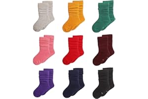 MINI PANDA Little Girl Socks,Socks for Girls 4-6 Years 6-8 Years,Toddler Socks Girls 2t-3t,Long Crew Socks for Girls 9 Pairs