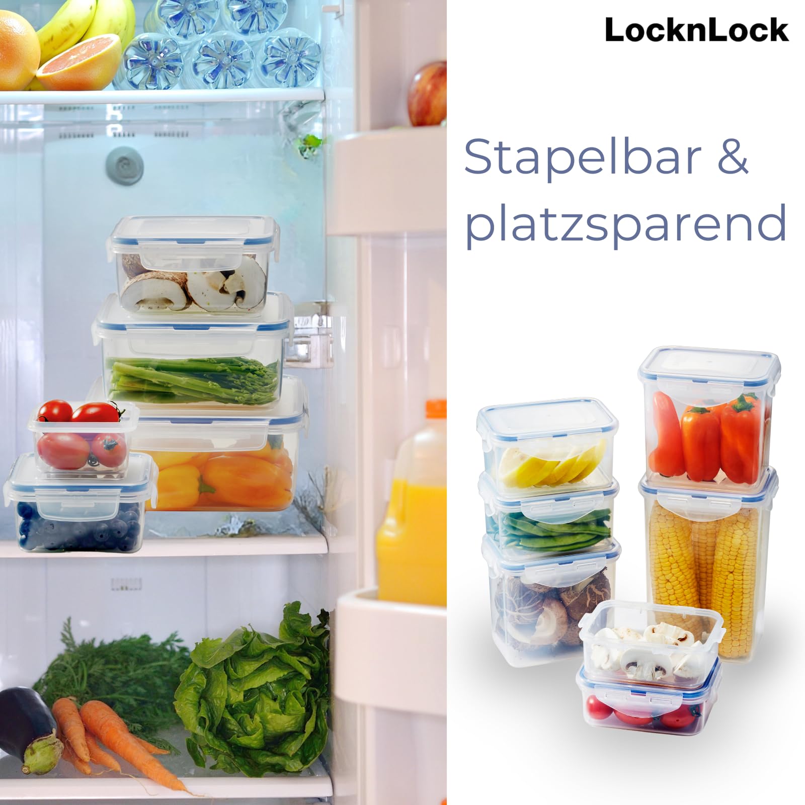 LocknLock CLASSIC Frischhaltedose | 870 ml | 15,5 x 15,5 x 6 cm | 100 % luft- und wasserdichte Vorratsdose | Spülmaschinen-, und Mikrowellengeeignet | BPA-Frei | 4-fach Sicherheits-Verschluss 6