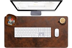 Real Leather Desk Pad Desk Mat (31x15) Large Mouse Pad Desk Blotter Cover Protector Computer Keyboard Table Mat Office Desktop Accessories Desk Mats on Top of Desks ELIZO