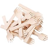 Gmark 1.5mm Extra-Thick Mini Wooden Sporks (4 Inch) - 100 Count Heavy Duty 2-in-1 Birch Wood Utensils - Sturdy No-Snap Small Fork-Spoon Combo for Appetizers &amp; Desserts - Eco-Friendly GM1058A