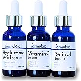 Formulaic™ Vitamin C, Retinol & Hyaluronic Acid Serums | Hydrates, Revitalizes, and Evens Skintone | Box Set of 3 Face Serums | Perfect Skincare Gift | 3 Fl Oz