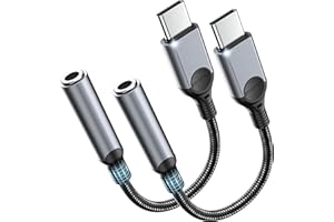 ZOOAUX USB Type C to 3.5mm Headphone Jack Adapter (2-Pack), USB C to Aux Audio Dongle Cable Cord for iPhone 16 16 Pro Max 15 15 Pro 15 Plus,iPad,Pixel,Samsung Galaxy S24 S23 S22 S21 S20 Note -Grey