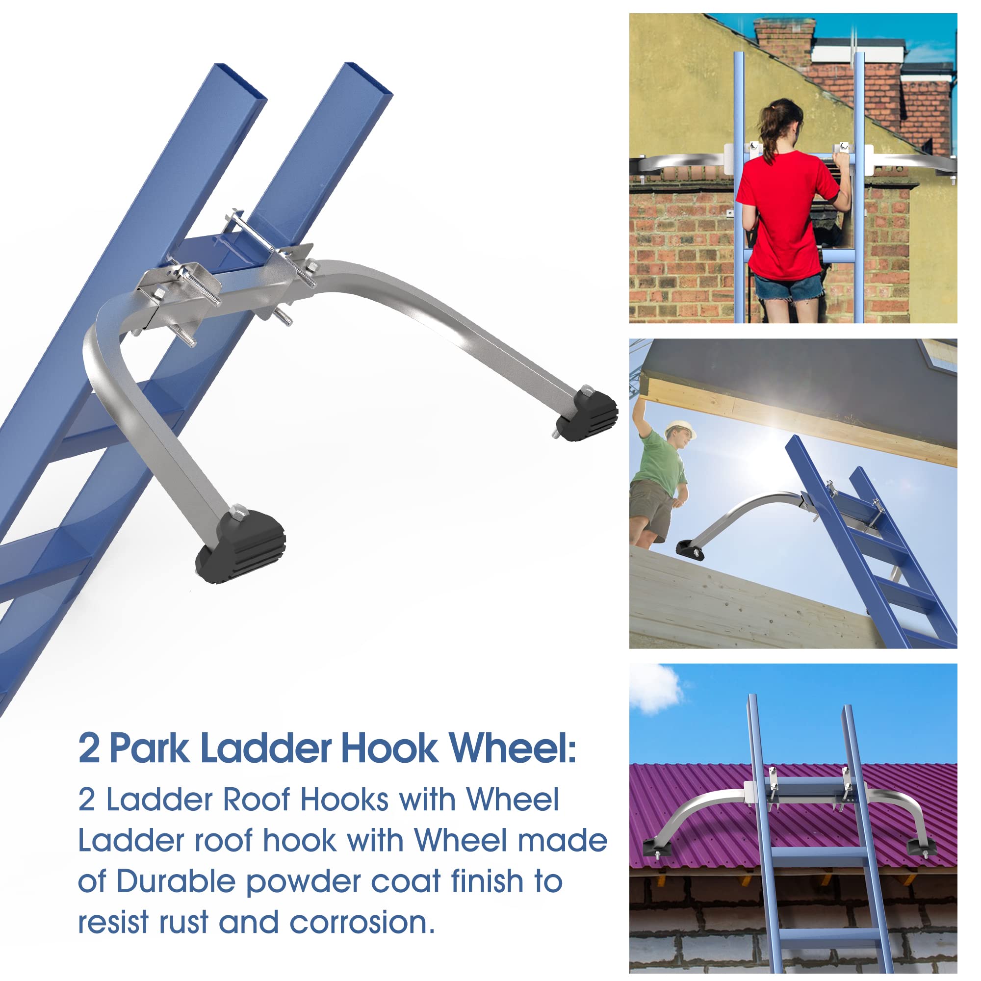 Ladder Stabilizer For Roof – Wing Span Wall Standoff, 50" Width, Non-Slip Rubber Pad, Fixed-Angle Design