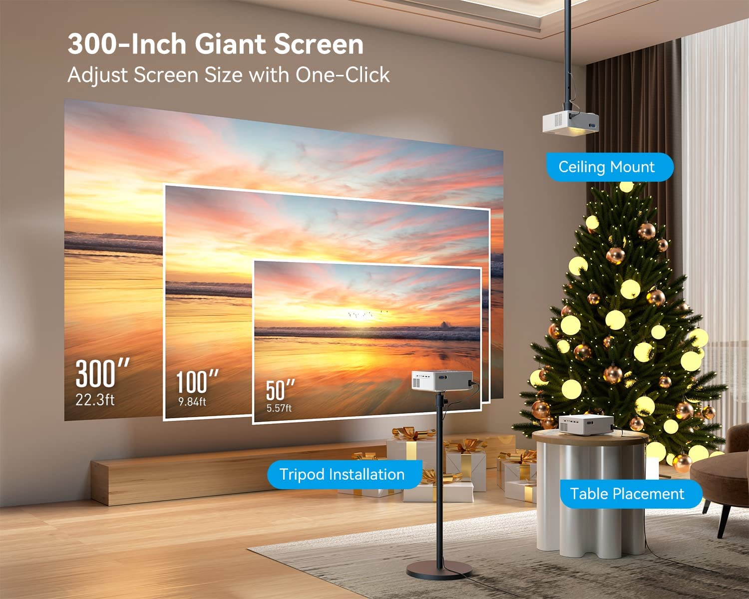 Emotn O1 Native 1080P Projector with WiFi and Bluetooth, 100