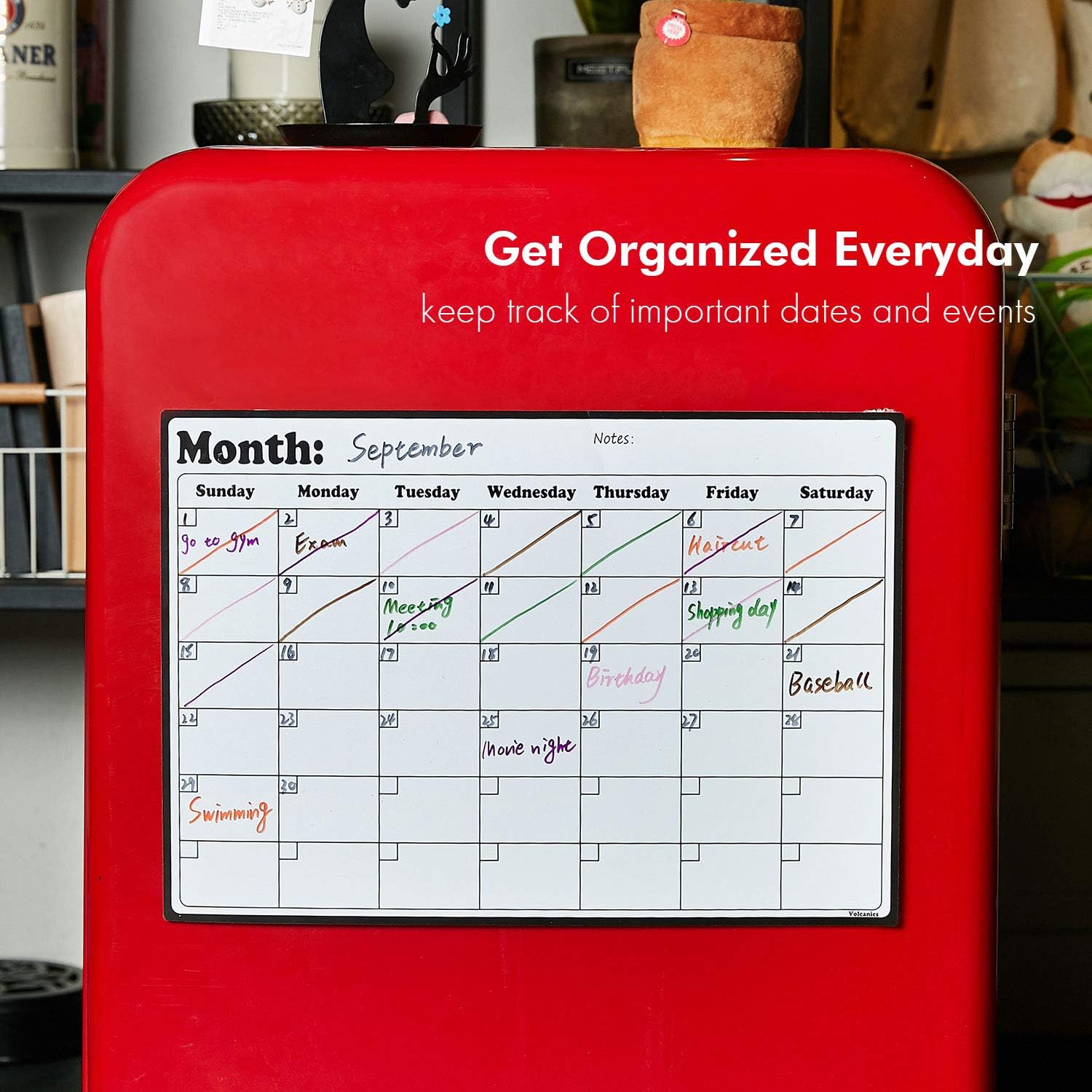 Volcanics Fridge Calendar Magnetic Dry Erase Calendar Whiteboard Calendar for Refrigerator Planners 16.9 Inches X 11.8 Inches: Office Products