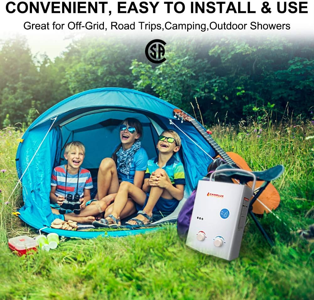 Camplux 5L 1.32 GPM Outdoor Portable Propane Tankless Water Heater - - 