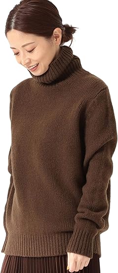 Amazon デミルクスビームス ニット セーター ローゲージ タートルネック ニット レディース ブラウン Free Size セーター 通販