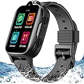 MJVV 4G GPS Smart Watch for Kids with Calling Whatsapp Line Facebook TikTok Tracker Phone Watch Video Call SOS Alarm Voice Chat Message Real-Time Elderly Tracking Smartwatch for Age 3-15 Gift Black