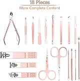 URAQT Nail Clippers 18-Piece Manicure Set with Leather Case - Stainless Steel view 3