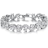 Crystalline Azuria 18K White Gold Plated Tennis Bracelets Cubic Zirconia Crystals in Jewelry Box for Women