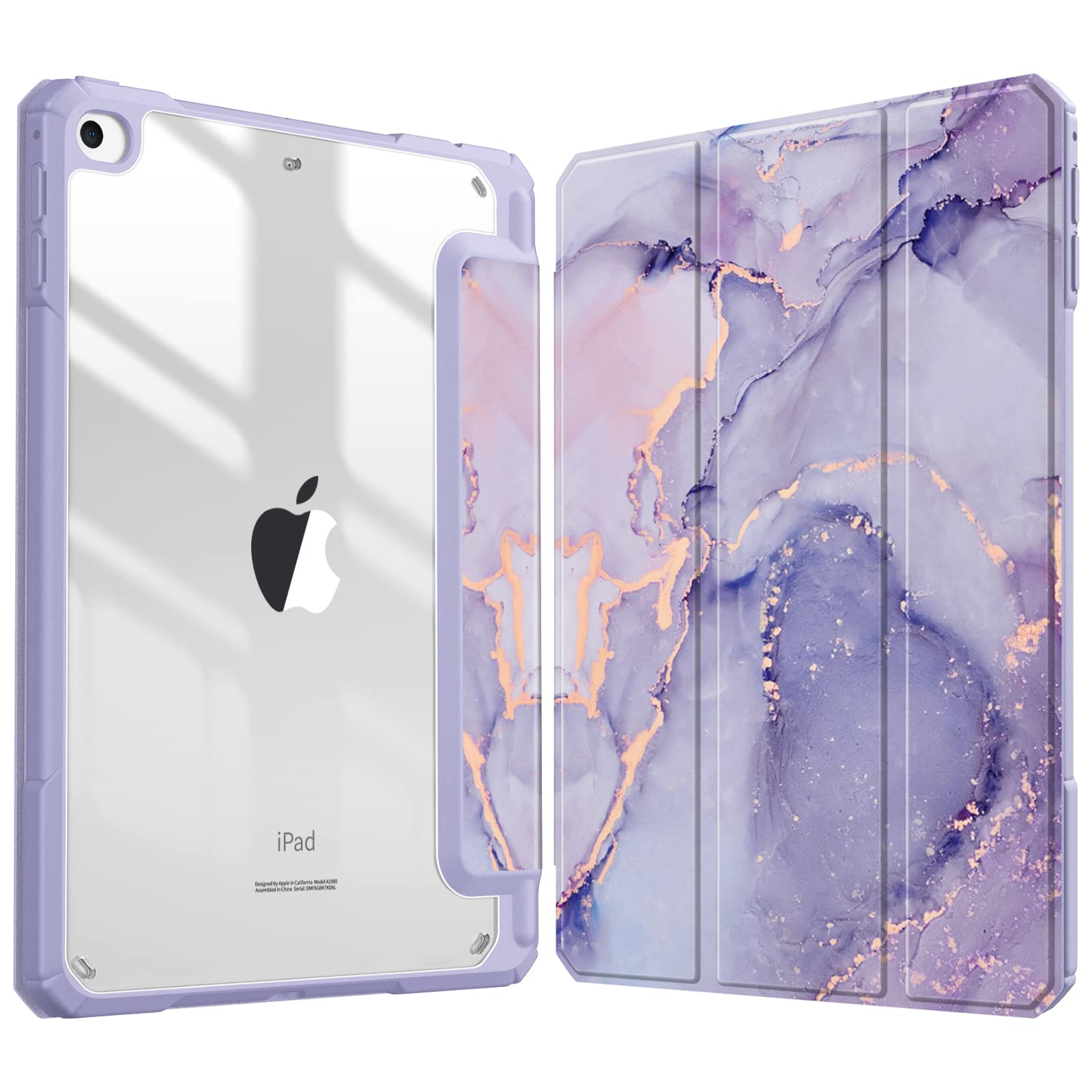 FINTIE Hybrid Case Compatible with iPad Mini 5th Generation (2019) / iPad Mini 4th Generation (2015) 7.9 inch - Slim Shockproof Cover with Clear Back, Auto Wake/Sleep, (Z-Lilac Purple)
