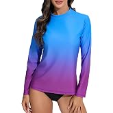Halcurt Women's Long Sleeve Rash Guard Swim Shirts Quick Dry Swimsuit Top | No Built-in Bra, Top Only, Crewneck, Raglan Sleeve, UPF 50+, UV Sun Protection, Quick Dry