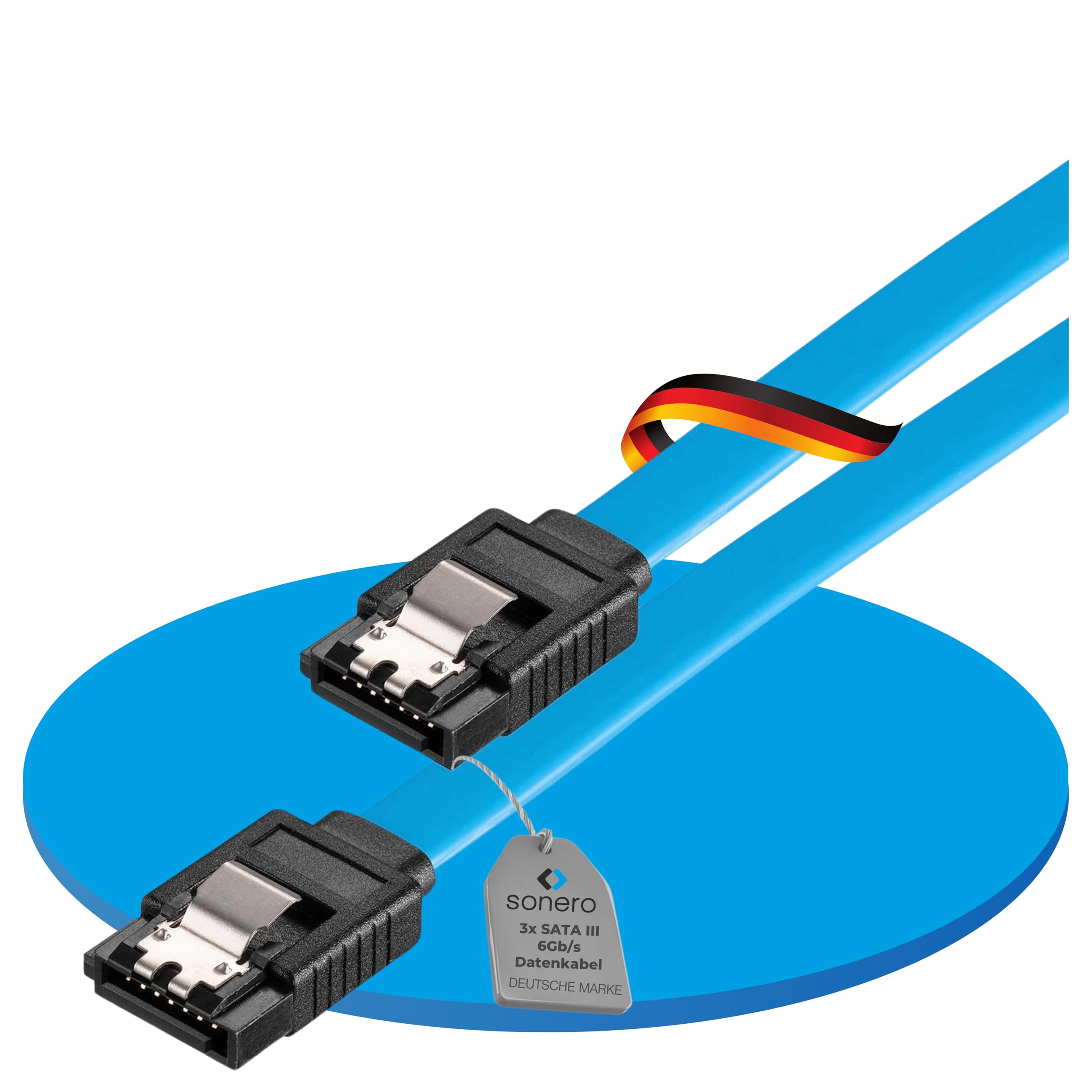 Sonero® SATA III 6Gb/s Data Cable Set 3x 0.50 m Blue