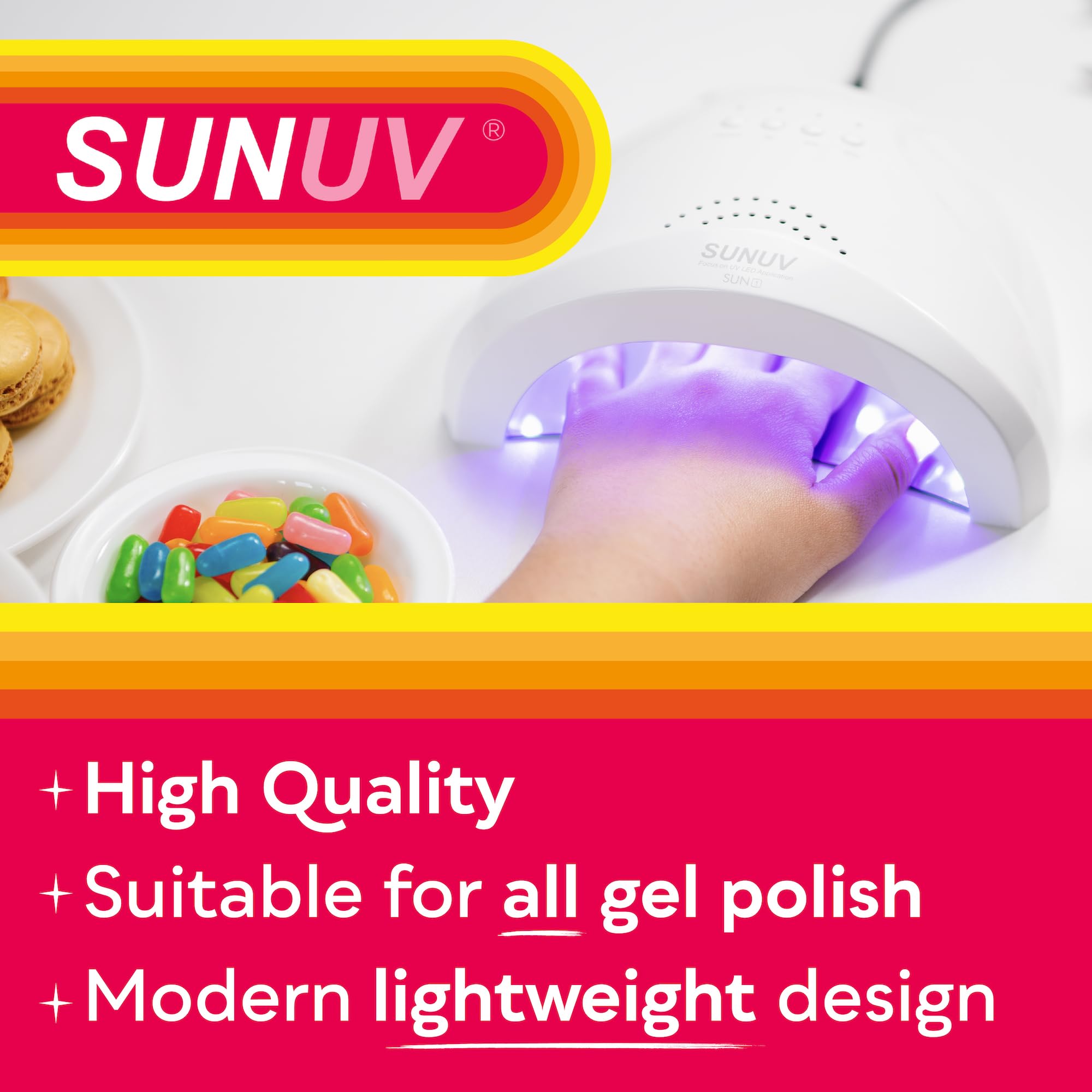SUNUV UV Nail Lamp, Professional LED UV Light for Gel Nails SUNone 48W 4PCS Cuticle Nippers, Cuticle Pusher with Nail File and Buffer Set
