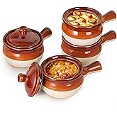LIFVER French Onion Soup Bowls With Lids - 18 OZ Ceramic Crocks With Handles for Cereal, Chilli, Beef Stew - Oven & Dishwashe