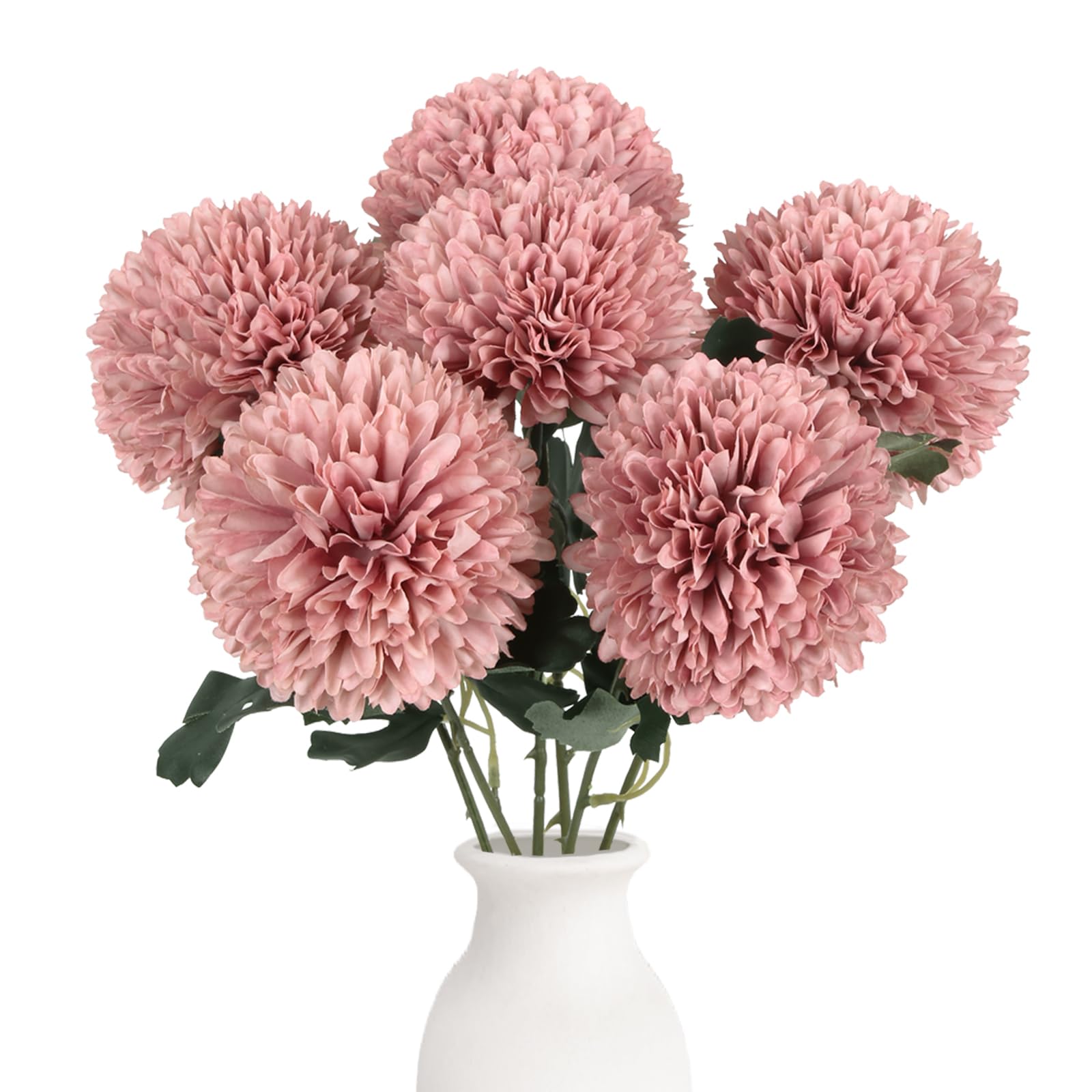 Photo 1 of IPOPU 6PCS Pink Artificial Chrysanthemum Flowers 21.6’’ Long Stem Fake Mums Silk Faux Bouquet for Floral Arrangements Home Wedding Dining Table Party Garden Decoration(Pink)