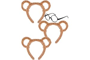 ErieCrest Animal Chipmunk Costume Set with Ears Headband,Round Glasses, 3 Pack Halloween Accessories,School,Funny Party Dress Up Outfit