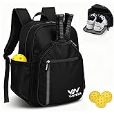 VHYBRIX Pickleball Bags, 30L Deluxe Waterproof Pickleball Backpack with Shoe Compartment for Men Women Pickle Ball Gift Accessories for Pickball Lovers (Black)