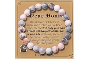 VQTZLQ Gifts for Mom, Christmas Gifts for Mom Women, Stocking Stuffers for Women, Birthday Mothers Day gifts from Daughter Son, Unique Handmade Natural Stone Bracelet.