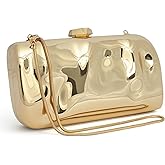 Rancco Gold Clutch Purse for Women - Acrylic Box Evening Bag with Detachable Chain, Formal Wedding Guest Purse, Dressy Gold Shoulder Bag for Proms, Parties &amp; Cocktail Events