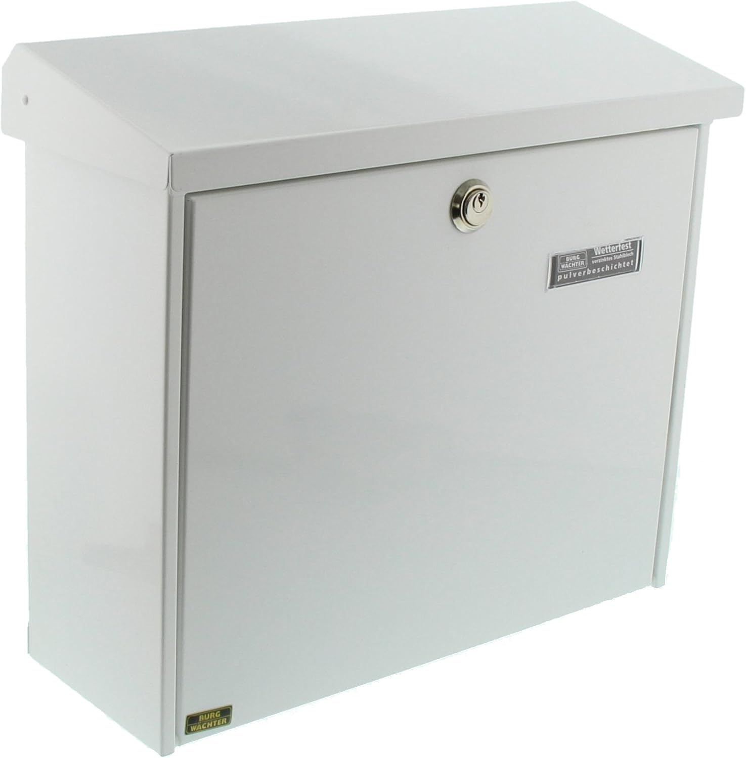BURG-WÄCHTER Letterbox with Hinged Rain Canopy, A4 Throw-in Format, EU Norm EN 13724, Galvanized Steel, Comfort 913 W, White