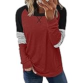 onlypuff Long Sleeve Tunic Top for Women Loose Fitting Round Neck