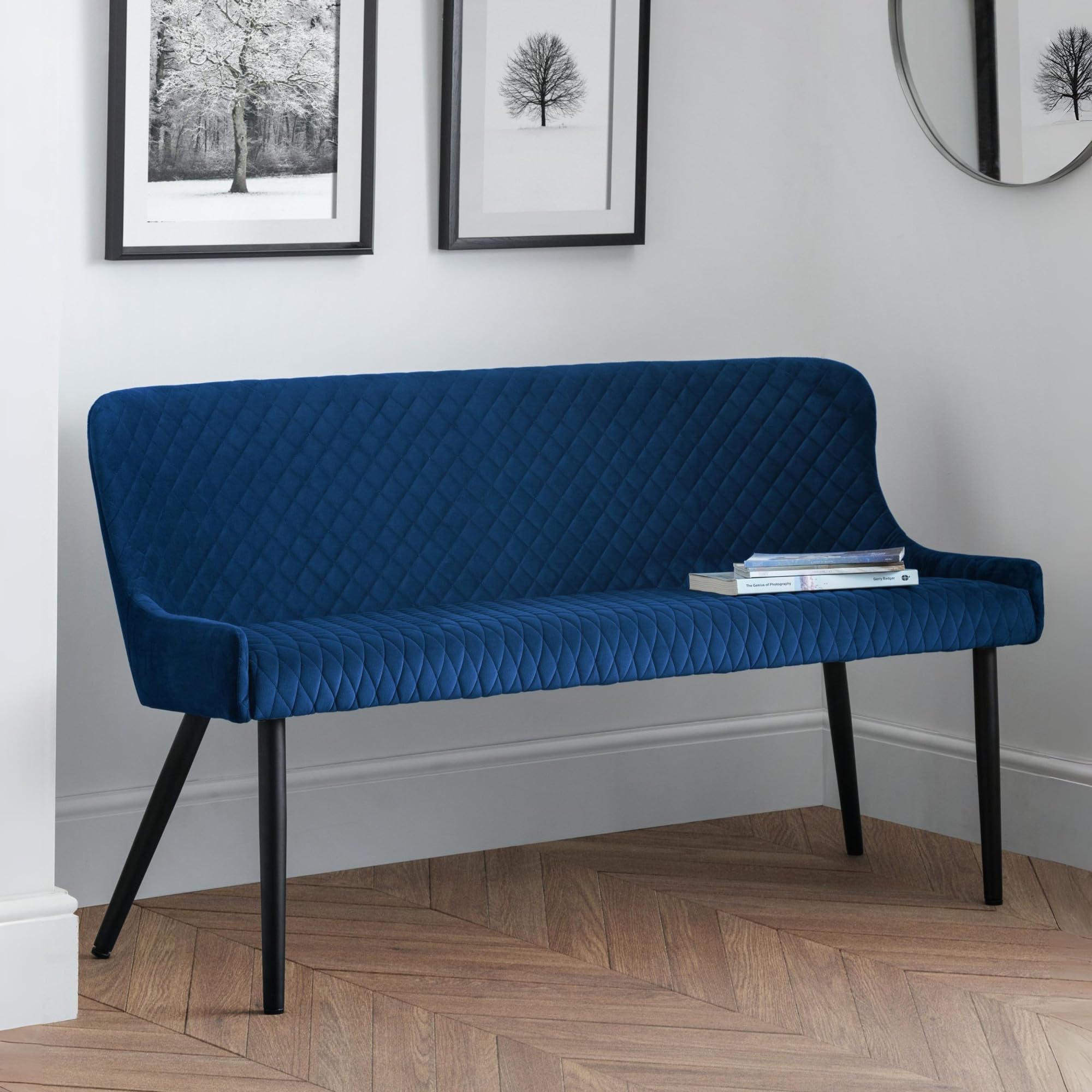 Julian Bowen Luxe High Back Bench - Blue/Black Benches