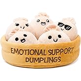 Emotional Support Dumplings, Cuddly Stuffed Animals by Relatable | Squishy Toys and Plushies, Gift Ideas for Loved Ones of All Ages, Includes 5 Plushies with Carrying Basket