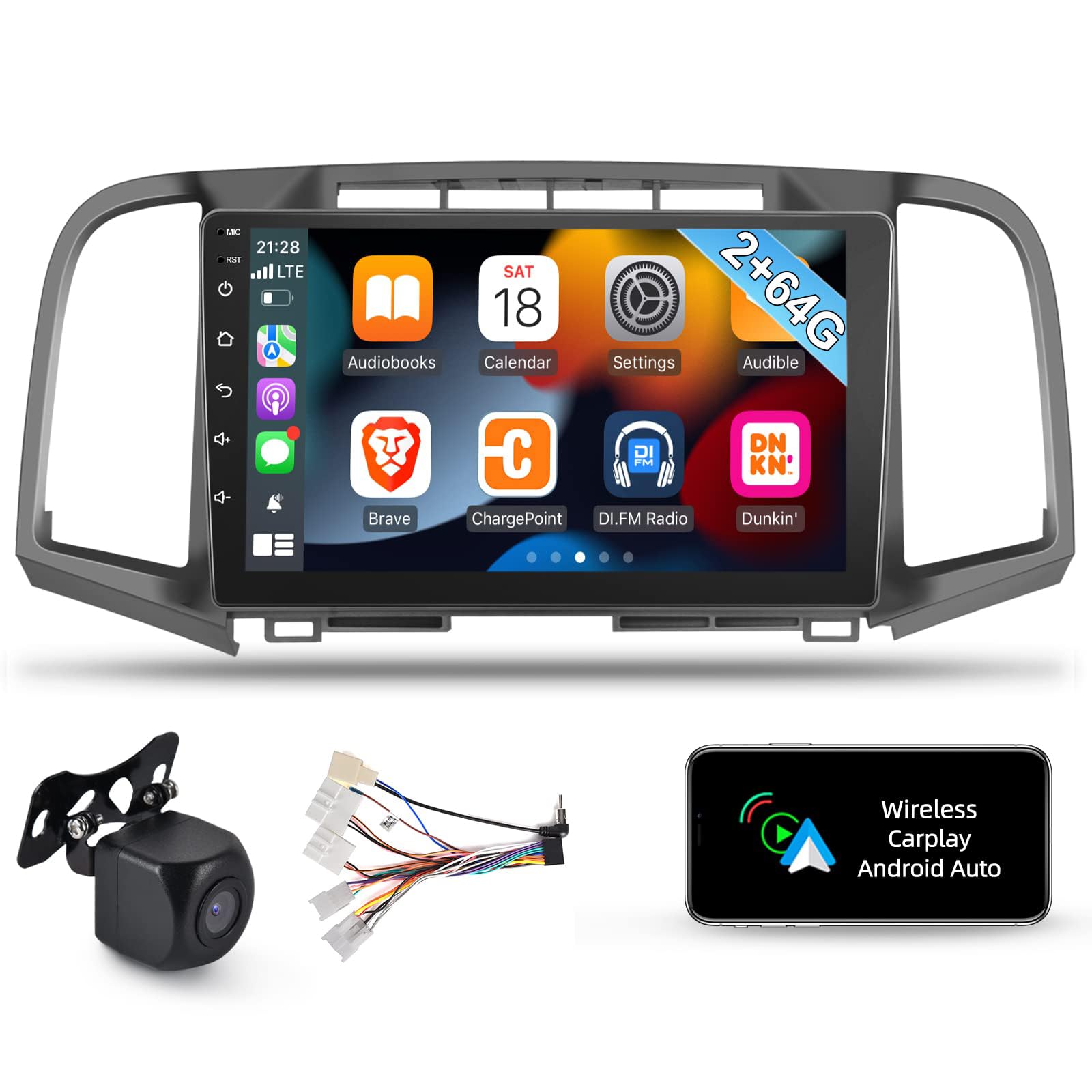 Photo 1 of [2+64GB] Android 13 Car Radio for Toyota Venza 2008-2016, 9 inch Touch Screen Stereo, Carplay&Android Auto/1080P/Hi-Fi Audio/Bluetooth/GPS/WiFi +Backup Camera+Mic