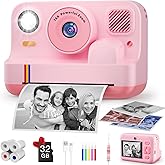 Instant Print Camera for Kids, App Printing, 1080P Video, Dual-Lens Selfie Digital Camera with 32G SD, Christmas Birthday Gifts for Girls Boys 4 5 6 7 8 9 10 11 12 Year Old, Portable Toddler Toy
