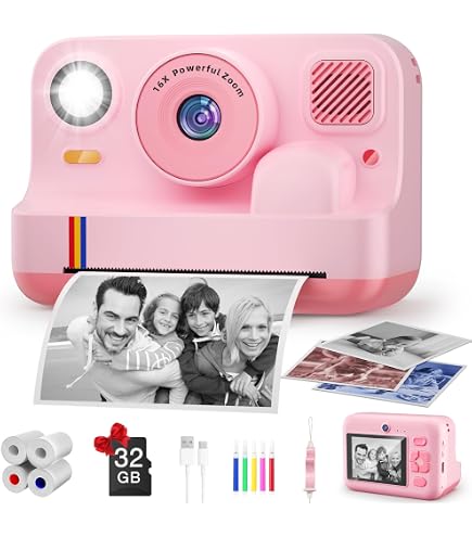 SIUHEN Cámara Instantánea Para Niños – 5 Rollos De Papel Térmico, Pantalla IPS 2.4", 48MP, 32GB, Impresión Sin Tinta, Música Y Juegos, Regalo Para 3-12 Años