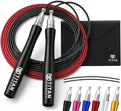 Titan Armour Self-Locking Adjustable Jump Rope with 2 Ropes UK Brand Black-2