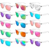 Geopty 15 Pack Neon Party Favors Sunglasses Bulk, Retro Colorful Mirror Lens Sunglasses 80s 90s Party Glasses