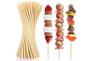 300 Pcs 16 inch Natural Bamboo Skewers, Φ=4mm, PEOUWNES Food Sticks for Appetiser, BBQ, Fruit，Cocktail, Grilling Kebabs, Bouquet, Chocolate Fountain, Corn Dog, Kitchen, Barbecue, Crafting and Party