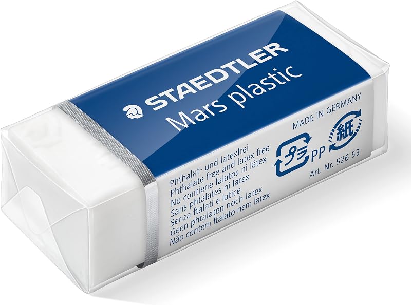 Borrachas plásticas staedtler mars, brancas, pacote com 3