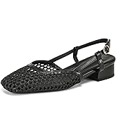 MICIFA slingback flats for women, Round Toe Low heel Sandals Fashion Splicing Dress Shoes for Women