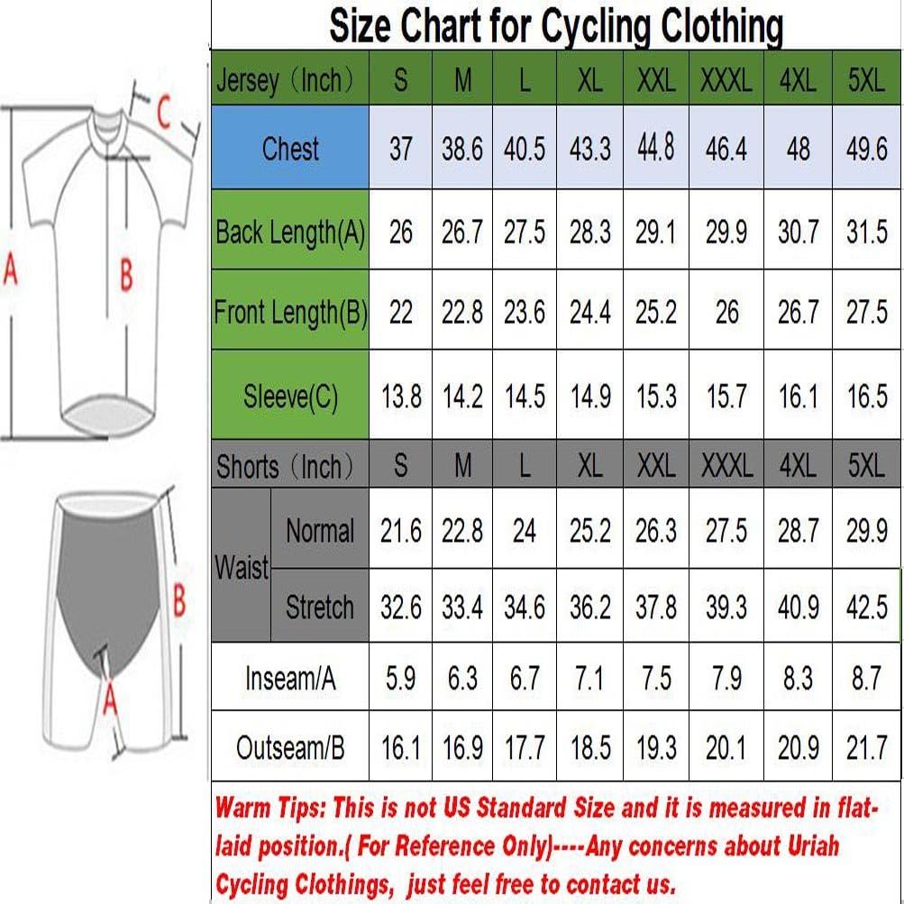 Uriah Men's Bicycle Jersey Bib Shorts Black Set Reflective Short Sleeve with Rear Zippered Bag: Sports & Outdoors