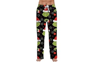 ZXCTKA Christmas Pajama Pants Men Funny Holiday Elastic Waist Loose Fit Wide Leg Lounge Pant Mens Pajamas Bottoms
