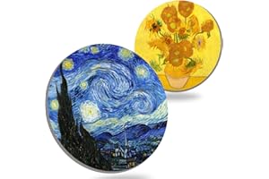 Coasters for Drinks Van Gogh Art Ceramic Coasters - Use 2 Famous Van Gogh Paintings, Unique Housewarming Gifts for New Home Decorative by WOW DING