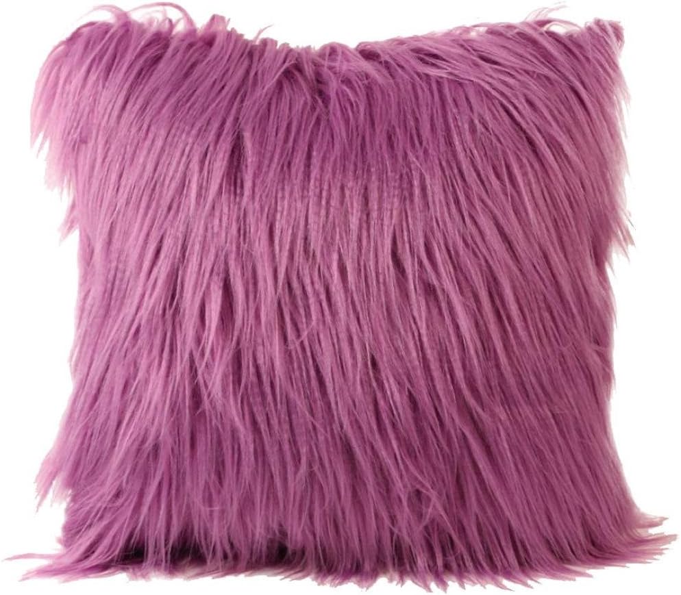 Leewos Throw Cushion Cover, Plush Furry Pillow Case Super Soft Throw Pillow Covers Cases for Couch Sofa Bed (Purple)