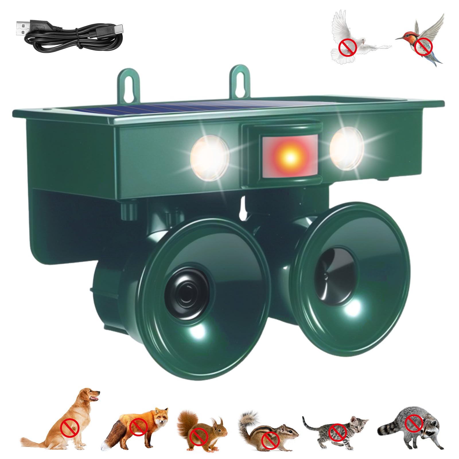 Photo 1 of Ultrasonic Bird Repeller Solar Powered Bird Deterrents Bird Repellent Devices Outdoor with IP65 Waterproof Pigeon Woodpecker Goose Deterrent for House Pigeon Repellent for Balconies Patio Garden Farm