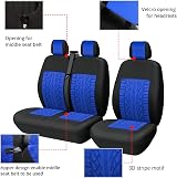 TOYOUN Van Seat Covers Universal Fit 2+1 Blue Polyester Foam Front Seat view 4