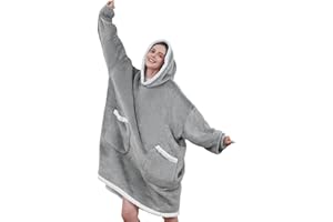 DEPAD Oversized Wearable Blanket Hoodie Sherpa Flannel, Gift for Women Mom, Hoodies Blankets for Women Men Adults