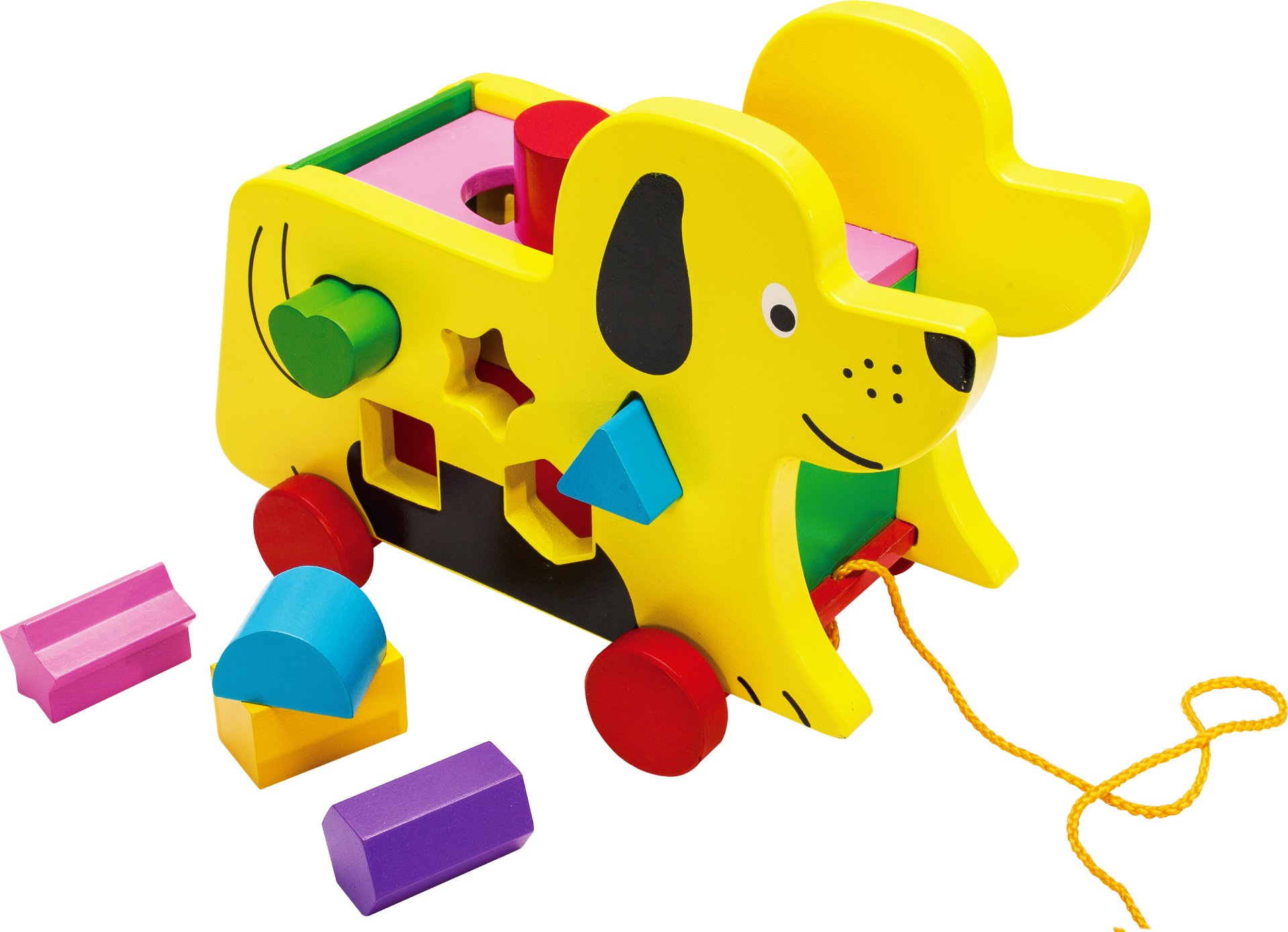 TOWO Wooden Pull Along Dog with Shape Sorter – Montessori Puzzle Toy for Babies and Toddlers – Educational Toy for Early Learning and Motor Skills